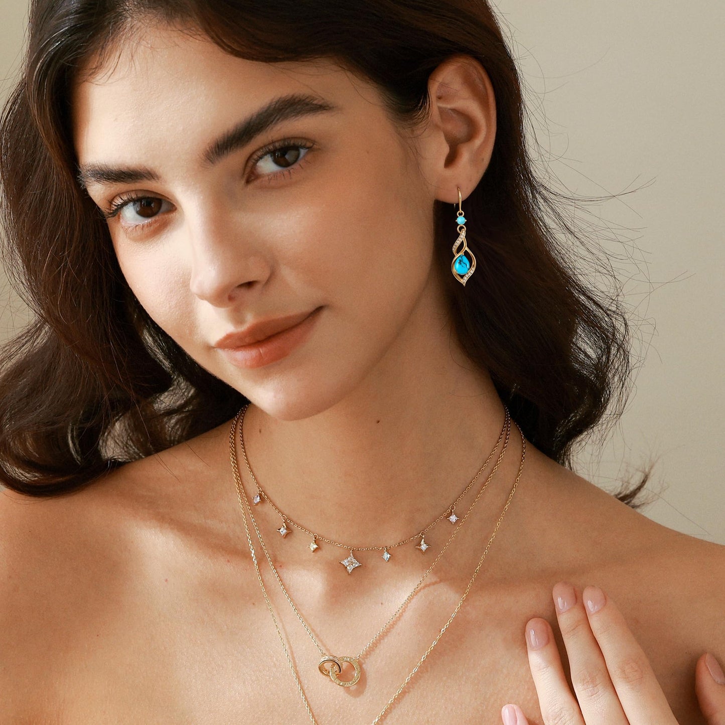 FANCIME 14K Gold Plated December Birthstone Dangle Earrings for Women Teardrop Turquoise Earrings S925 Sterling Silver infinity Love Birthday Gifts for Mom Women