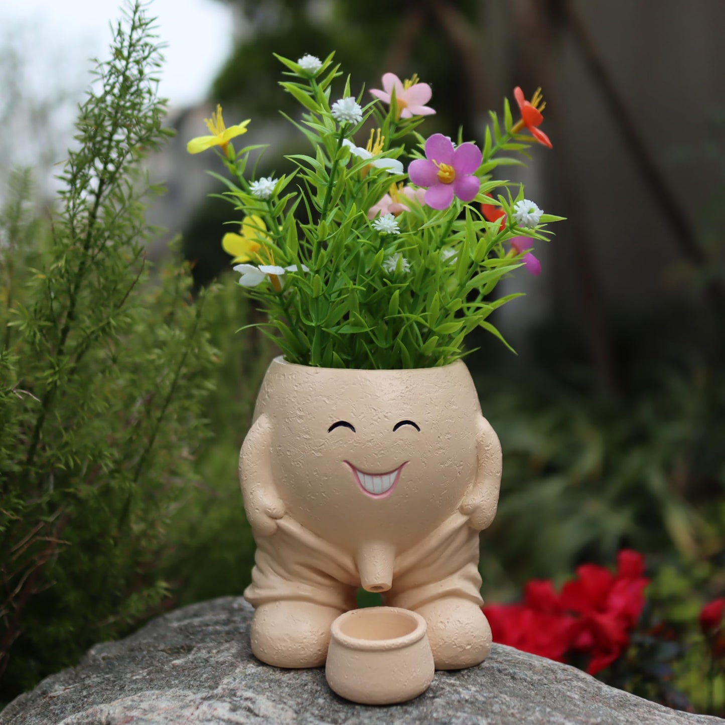 Dolkgy Cute Head Planter, Face Flower Pot Fun Head Vase for Plants for Indoor Outdoor Décor, Unique Cactus Office Plant Pots