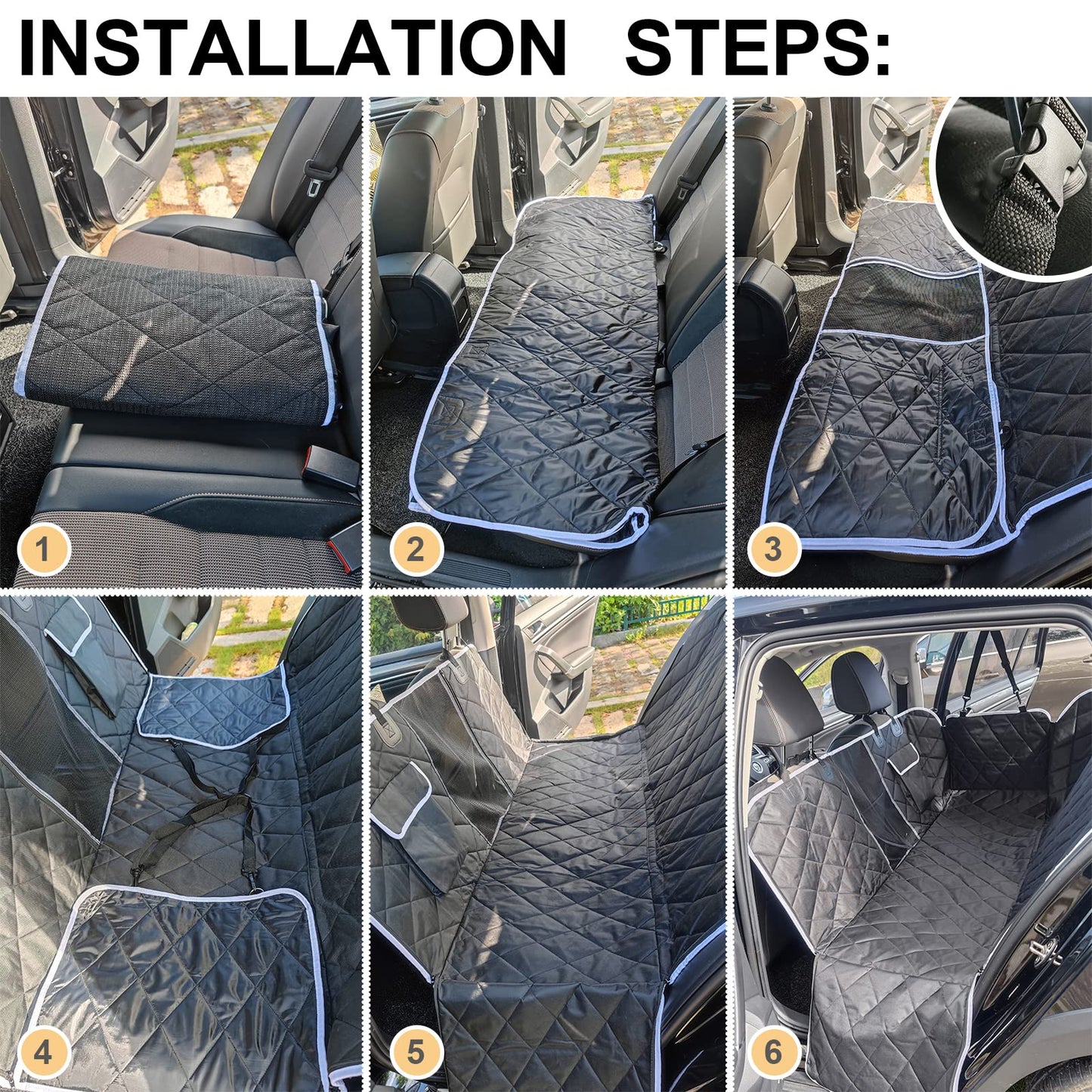 VSPETCC Dog Car Seat Cover,100% Waterproof with Mesh Window And Storage Pocket,Durable Scratchproof Nonslip Dog Hammock with Universal Size Fits for Cars/Trucks/SUV