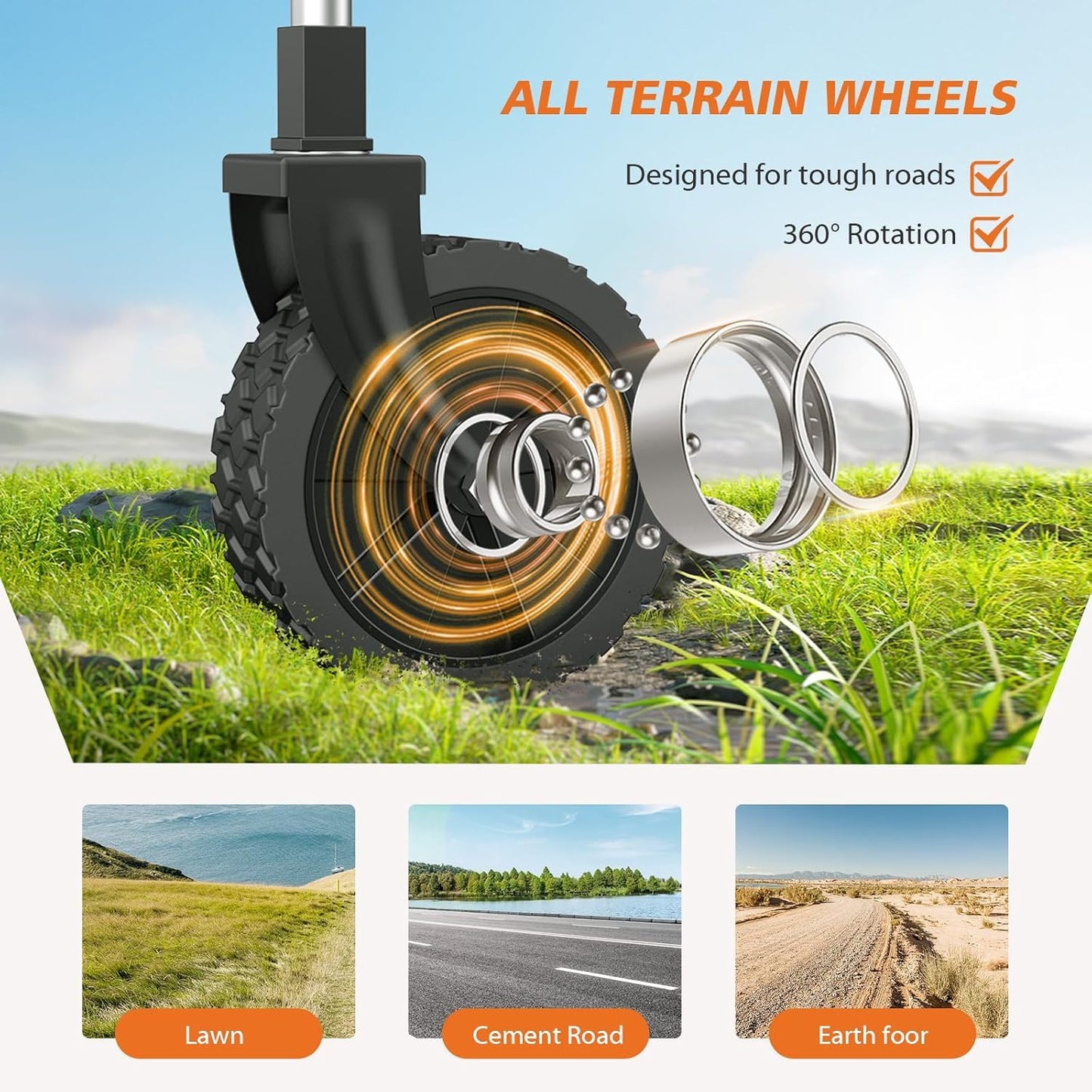 Sweetcrispy Collapsible Foldable Wagon Cart, Large Capacity Garden Beach Cart with All-Terrain Wheels, Heavy Duty Utility Grocery Wagon with Drink Holders for Shopping Sports Camping, Large Black