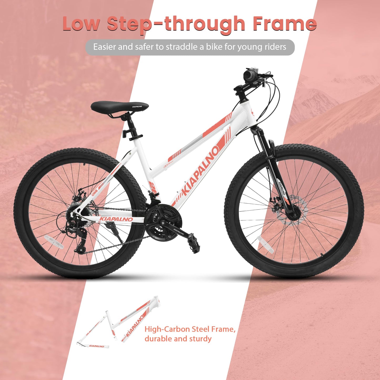 Ecarpat Women's Mountain Bike 24/26 Inch Wheels, 21-Speed Trail Commuter City Mountain Bikes, 15"/17" Carbon Steel Frame Female Bicycles Disc Brakes Front Fork
