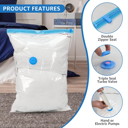 Simple Deluxe 20 Pack Space Saver Bags (4 Jumbo/4 Large/4 Medium/4 Small/4 Roll M) Vacuum Storage Bags, Vacuum Seal Bags with Hand Pump for Comforters, Blankets, Bedding, Pillows and Clothes