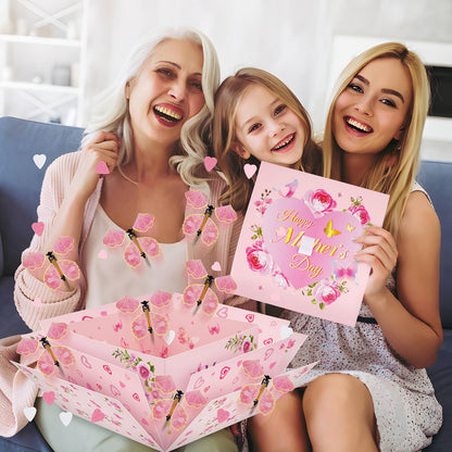 FVNPIHAM Mother'S Day Explosion Gift Box, Surprise Gift Box Explosion with 8pcs Flying Butterfly Surprise Box for Mom, Butterfly Explosion Gift Box for Mothers Day Gifts Wrapping