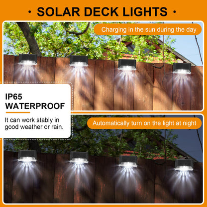 32 Pcs Solar Deck Lights Outdoor, Waterproof LED Solar Step Fence Lights for Stairs, Step, Railing, Patio, Driveway, Garden, Pathway and Yard(Black Shell Cool White Light)