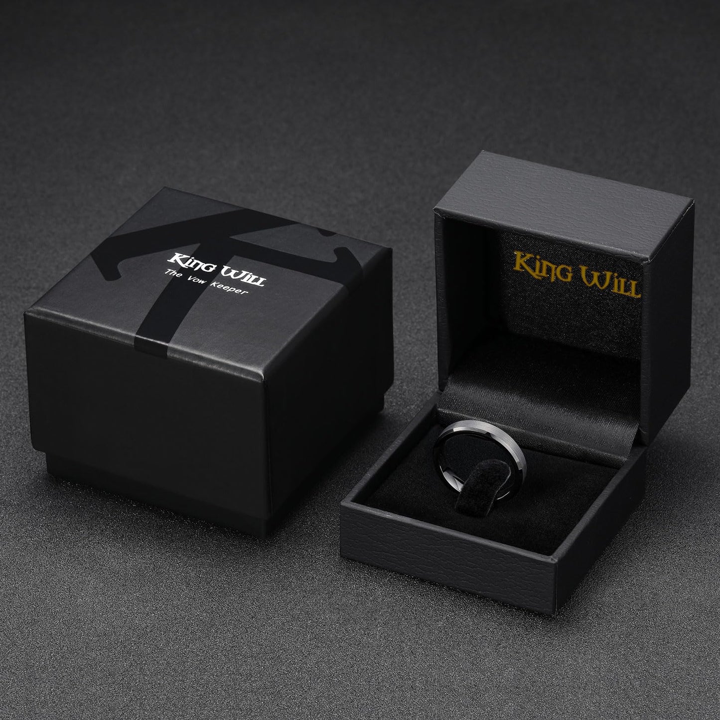 King Will Gunmetal Basic Tungsten Rings For Men 4mm Wedding Band Polished Edge Brushed Matte Promise Ring Comfort Fit, Size 9