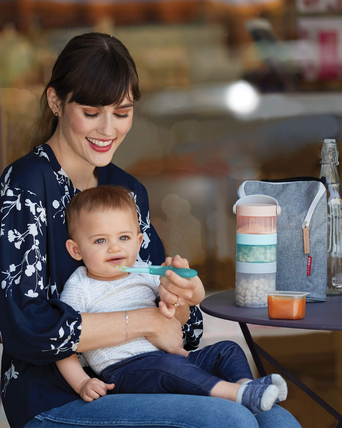 Skip Hop Baby Easy-Pack Feeding Travel Essentials 6 Piece Set Soft Teal 6m+