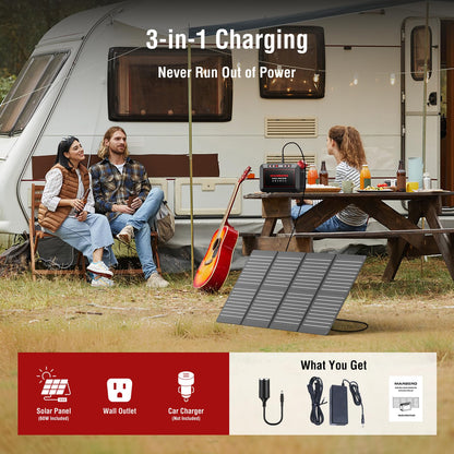 MARBERO Portable Power Station 88Wh Camping Lithium Battery Solar Generator Fast Charging with AC Outlet 120W Peak Power Bank(Solar Panel Optional) for Home Backup Outdoor Emergency RV Van Hunting