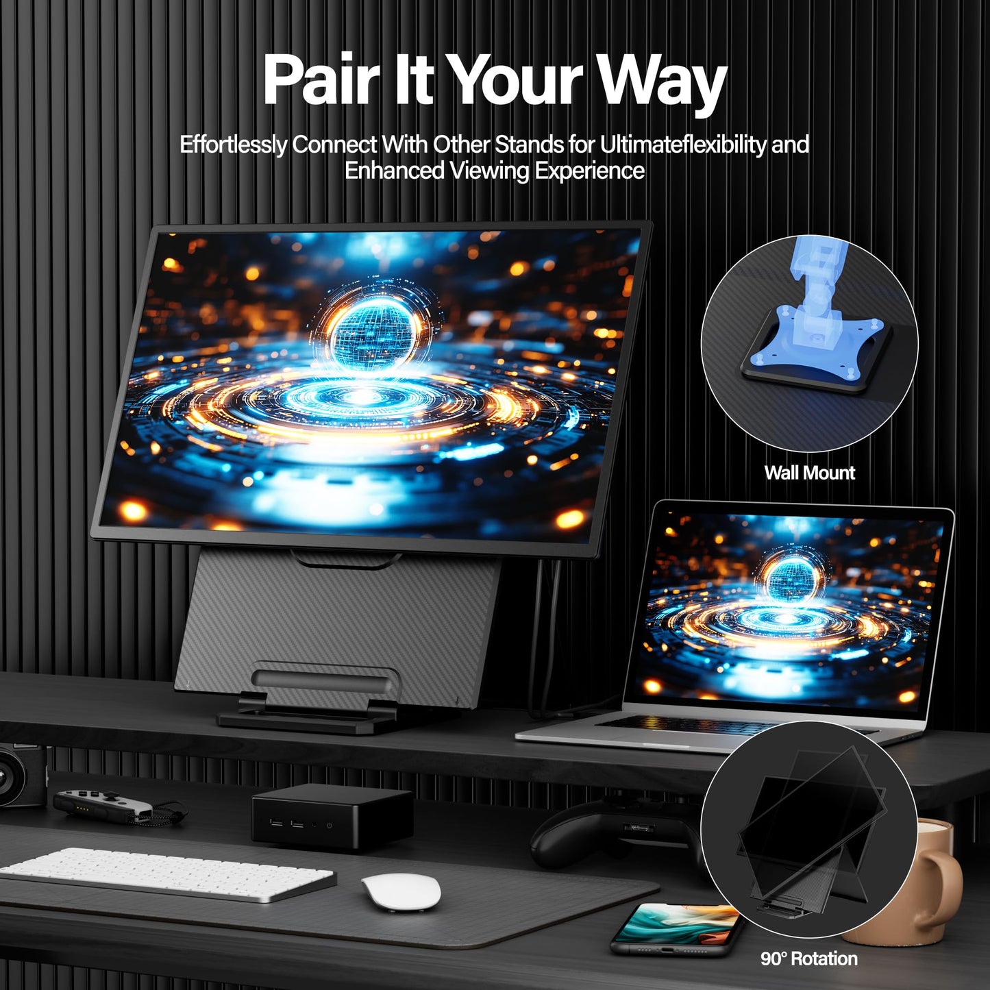 Laptop Screen Extender 0.17" Ultra-Thin, 14.2" FHD 1080P IPS Portable Monitor for Laptop, Dual Screen Travel Monitor Extender Suitable for 13"-17.3" Plug & Play for Windows/Mac/Android/Switch/PS-5