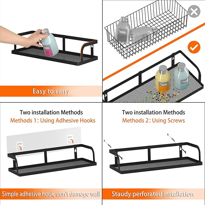 PUSDON Hanging Storage Baskets Organizer Wall Mount, Metal Wire Storage Bin Rack
