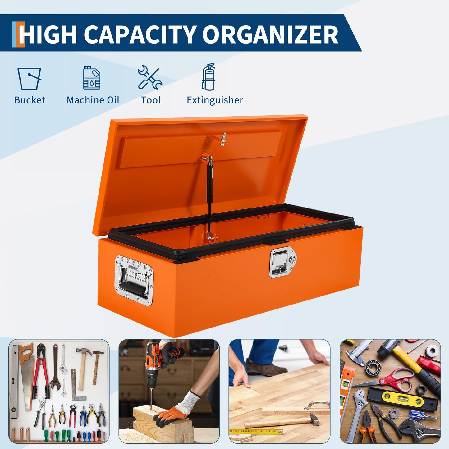 ExploreHorizon 30 Inch Heavy Duty Steel Truck Bed Tool Box Truck Car Outdoor Trailer Pickup Toolbox, RV Storage Organizer w/Lock & Keys