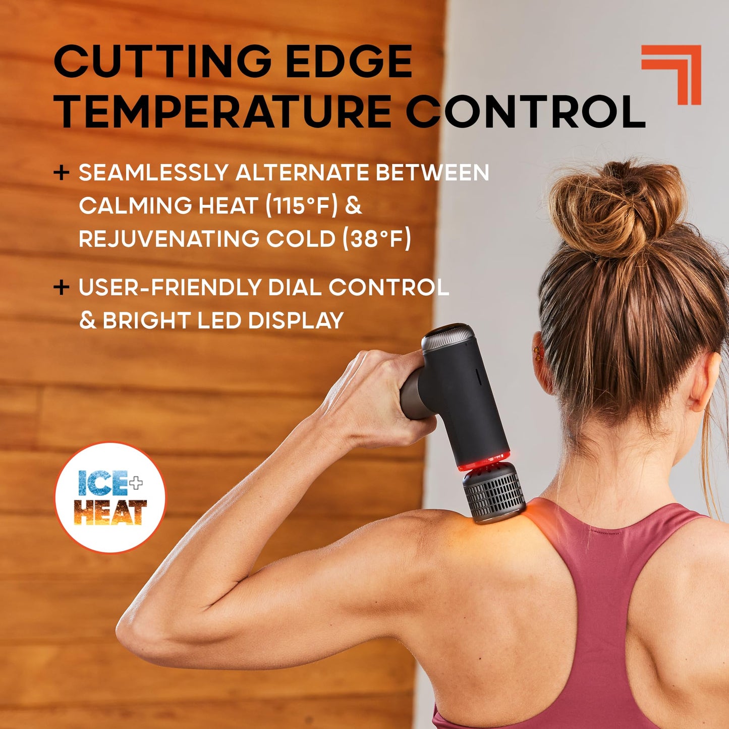 Sharper Image® Powerboost® Pro+ Hot & Cold Deep Tissue Massage Gun - 6 Speeds, 6 Attachments, 5-Hour Battery, Travel Case, Charging Base, Shoulder & Back Massager, Pain Relief Tool, FSA Eligible