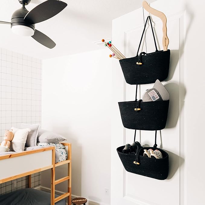 OrganiHaus Black Hanging Wall Baskets