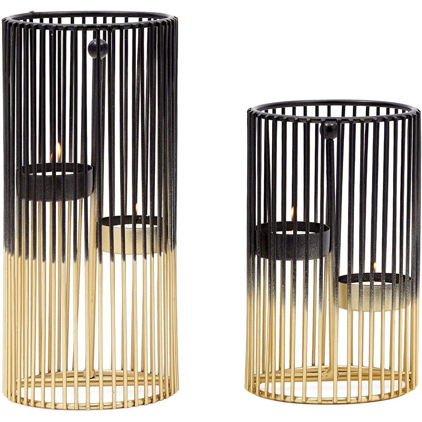 Juvale Metal Geometric Candle Holders - Gold Candle Holder Set - Versatile Table Centerpiece & Coffee Table Decor - for Tealight & Taper Lights - Pack of 2, 4 x 6 in & 4 x 8 in
