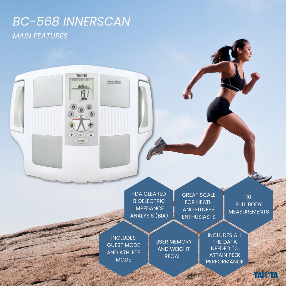 Tanita BC-568 InBody Digital Scale - Japan Technology Segmental Body Composition Analyzer with Smart BMI, Fat, Muscle Mass Measurement, and Nutrition Tracking - FDA Cleared, HSA/FSA Eligible