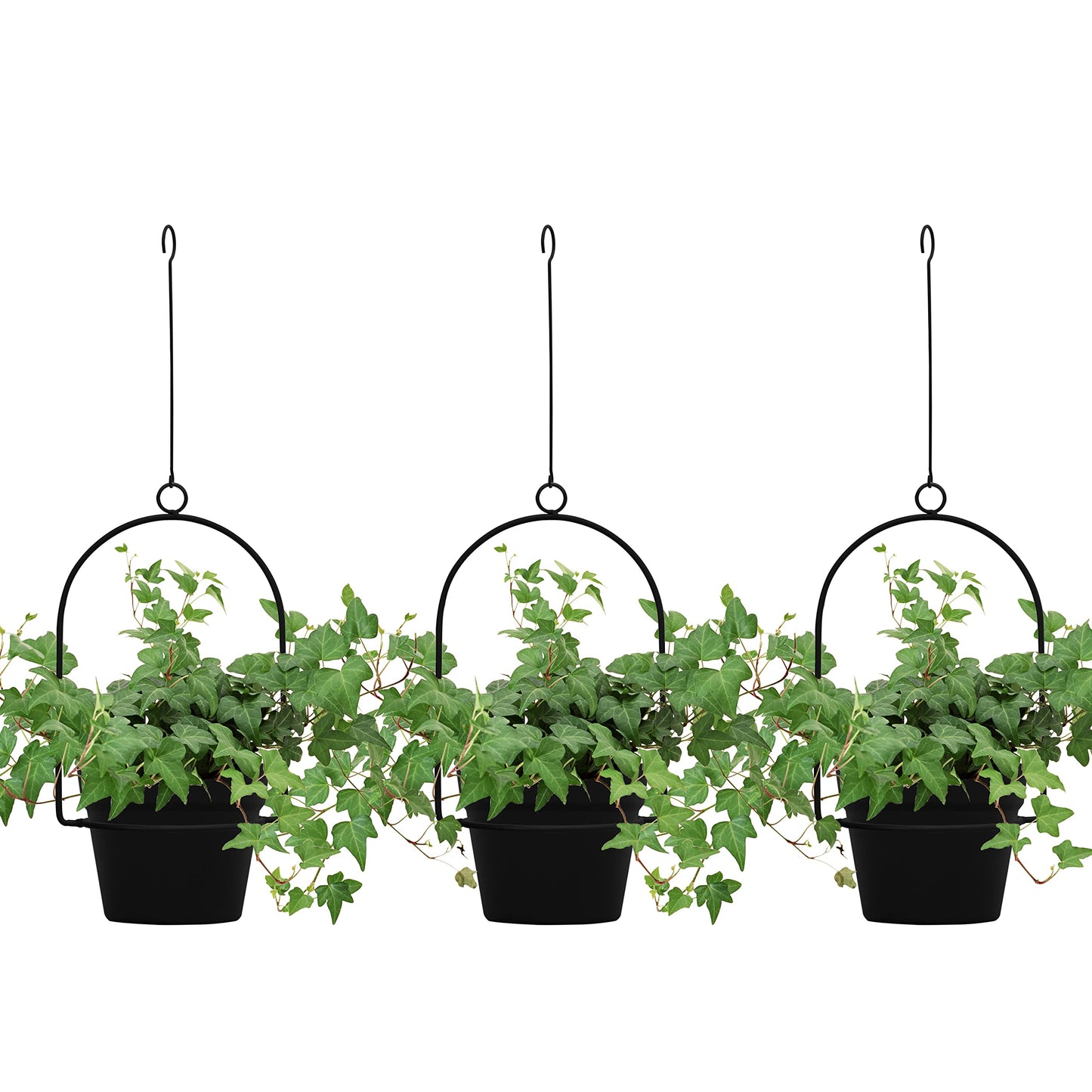 Gardzen 3 Packs Hanging Pots for Plants Outdoor & Indoor, Black Hanging Planter, Pot Hangers for Plant Flower
