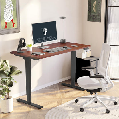 FLEXISPOT E6 3-Stage Dual Motor Electric Standing Desk 55 x 28 Sit Stand Up Desk, Holds 220 lbs, Adjustable Height w/Memory Presets, One-Piece Mahogany Desktop & Black Frame, Ships in 2 Boxes