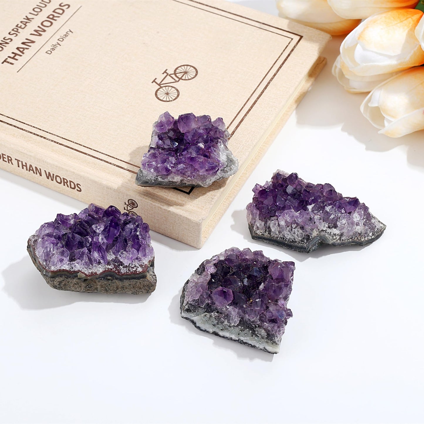 ZHIYUXI Amethyst Crystal Cluster Rock Geode Gemstones Purple Raw Crystals Stone Rock Collection Raw Energy Balance Reiki Home Decor Friendship Gifts for Women 50-70g