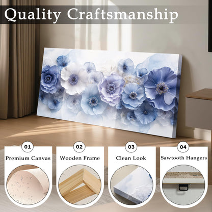 imjiayu Flower Wall Art, Large Wall Decor, Blue Wall Art, Botanical Floral Prints, Peony Chic Modern Art, Nature Aesthetic Paintings Wall Decor Living Room Bedroom Office Home Decorations 20"x40"