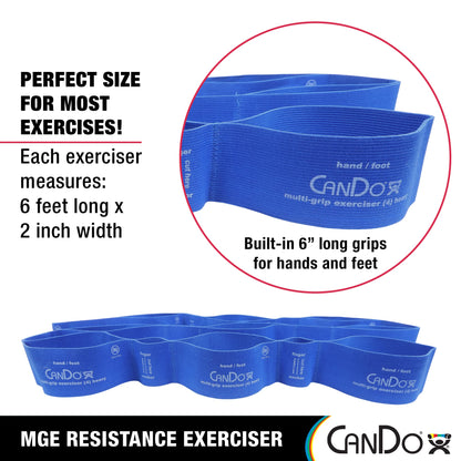 CanDo Multi-Grip 6 Foot Exercise Resistance Band with Hand/Foot Loops for Total Body Workouts, Training, Rehab, Stretching and Therapy
