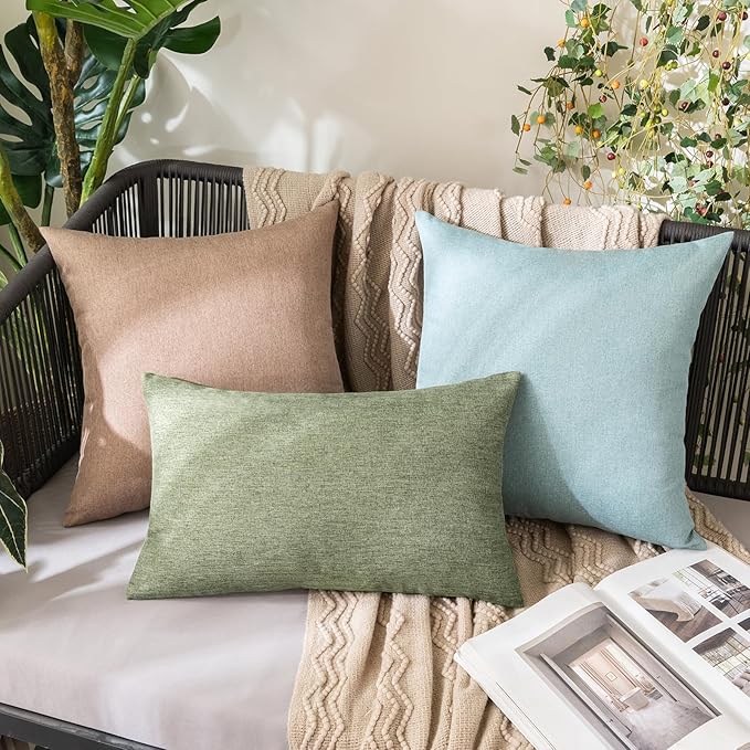 MIULEE Pack of 2 Decorative Outdoor Solid Waterproof Throw Pillow Covers Spring