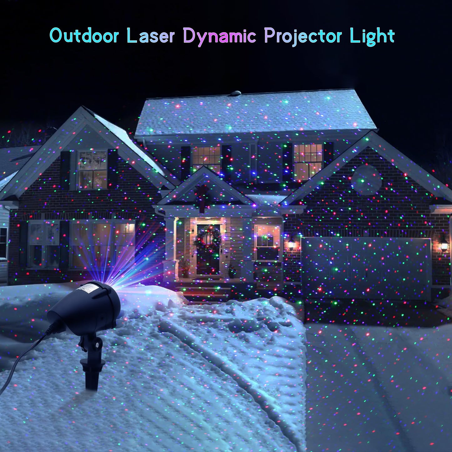 Outdoor Christmas Projection Lights, RGB Outdoor Lights, Waterproof Garden Projector (with Remote Control), Suitable for Homes, Yards, Gardens, Holiday Parties, and Home Decor