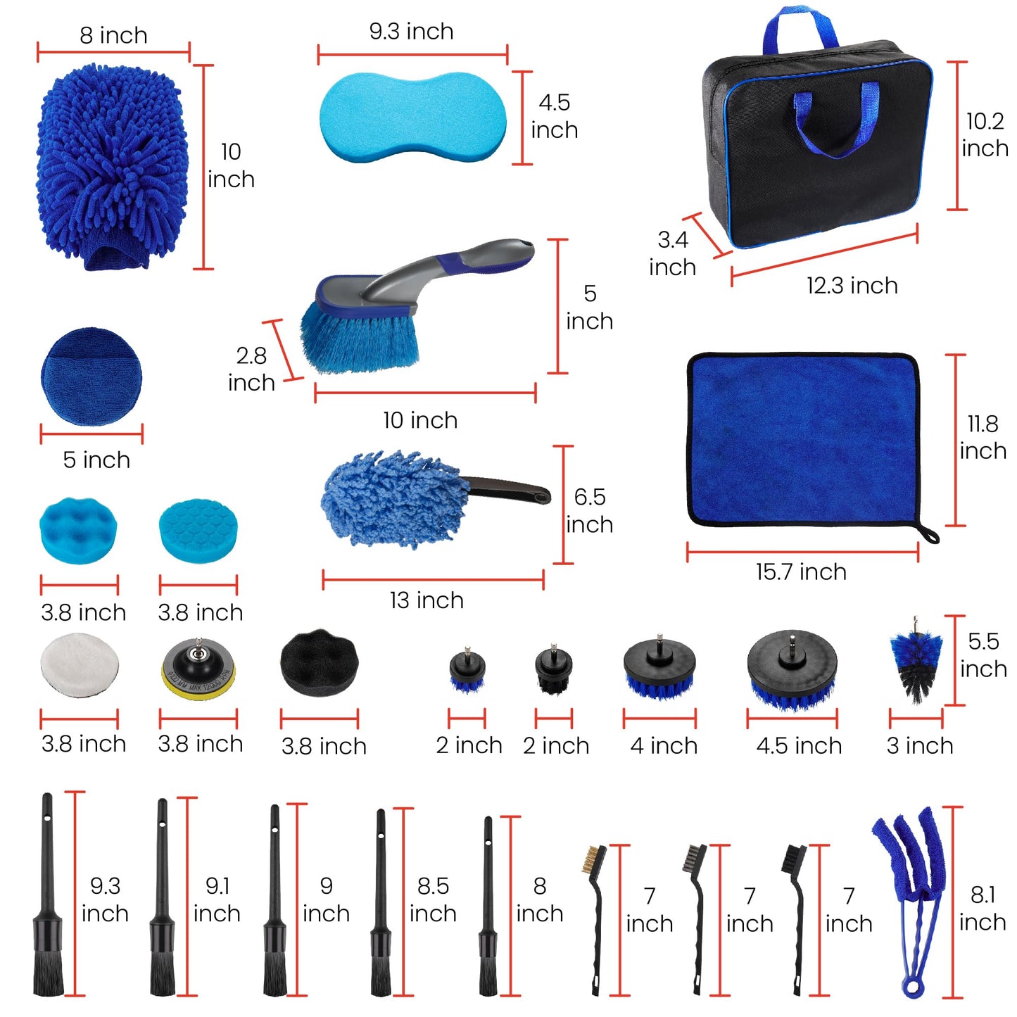 Bemece 29 Piece car detailing kit, car cleaning kit for Cleaning Wheels, Interior, Exterior, Leather, Dashboard, Vents (Blue)…