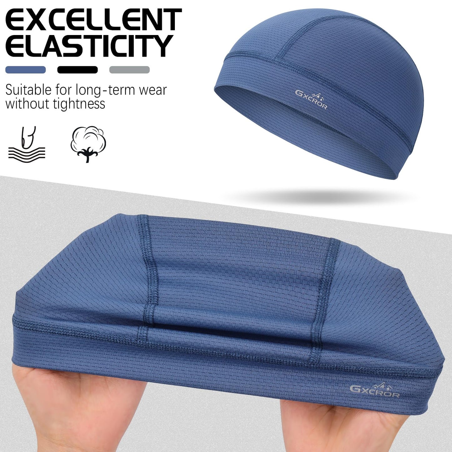 GXCROR 3 Pack Cooling Skull Cap with Sweat-Wicking & Anti-Odor Technology Quick-Dry Helmet Liner for Cycling Motorcycle