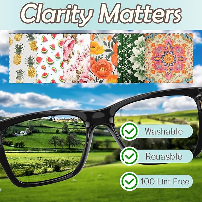 6 PCS Glasses Cleaning Cloth Eyeglass Lens Microfiber Cleaning Cloth Reusable