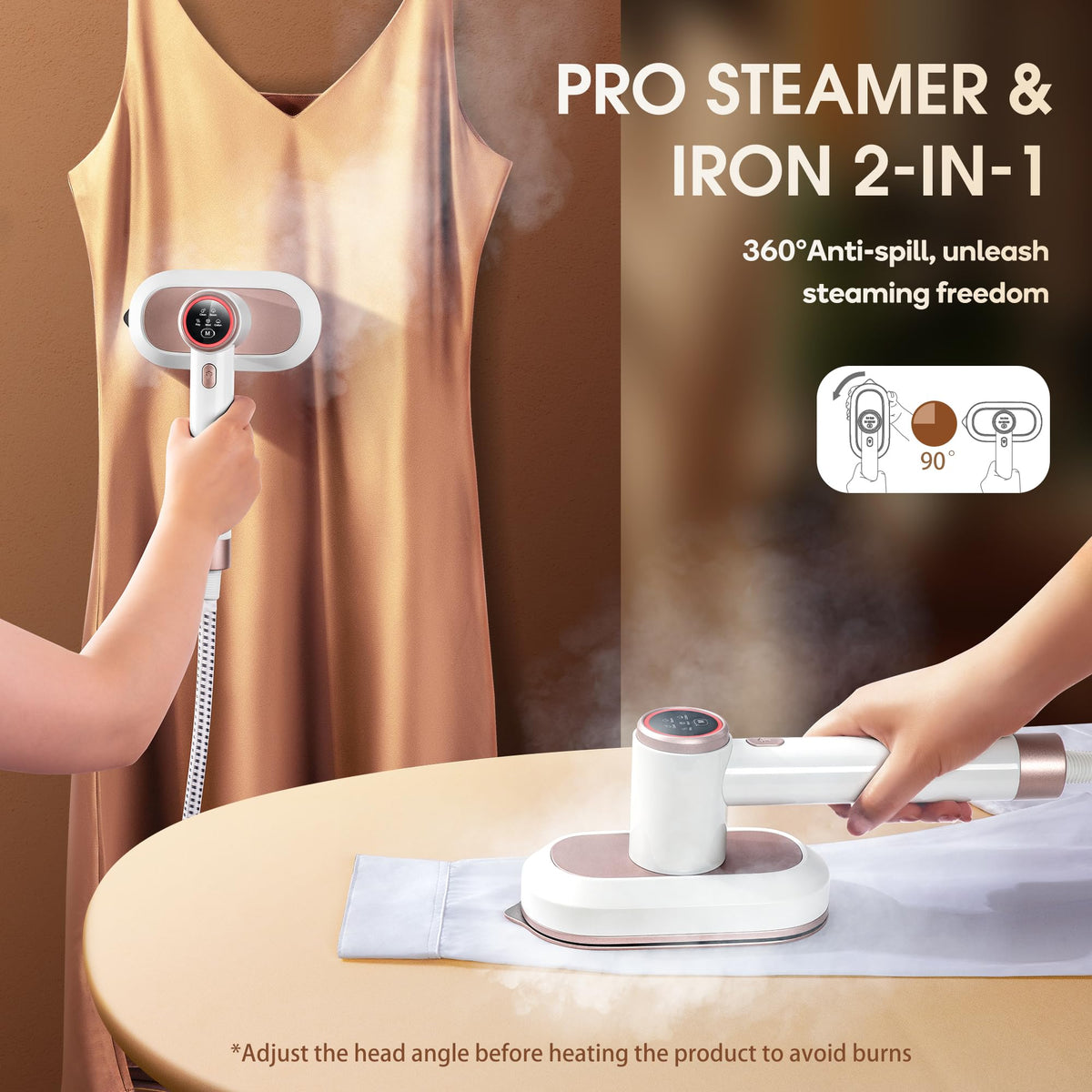 Newbealer 2In1 Pro Steam Station Iron, 1550W Turbocharged Steam for Clothes, 3-Level Steam & Dry Ironing, 30s Heat Up, 1.2L Detachable Tank, Auto-Off, Self Cleaning, Innovative Storage for Household