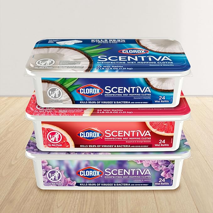 Clorox Scentiva Disinfecting Wet Mop Pad, Disposable Heads, Lavender and Jasmine