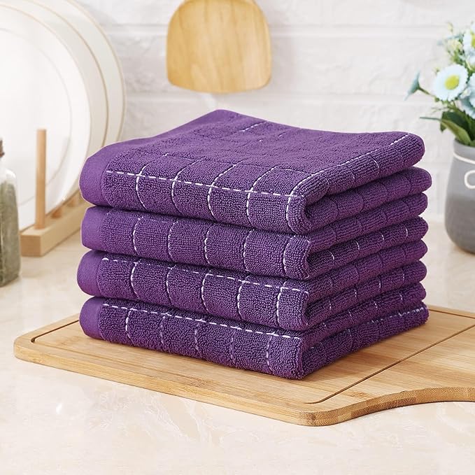 Homaxy 100% Cotton Terry Kitchen Towels, Checkered Designed, Soft and Super