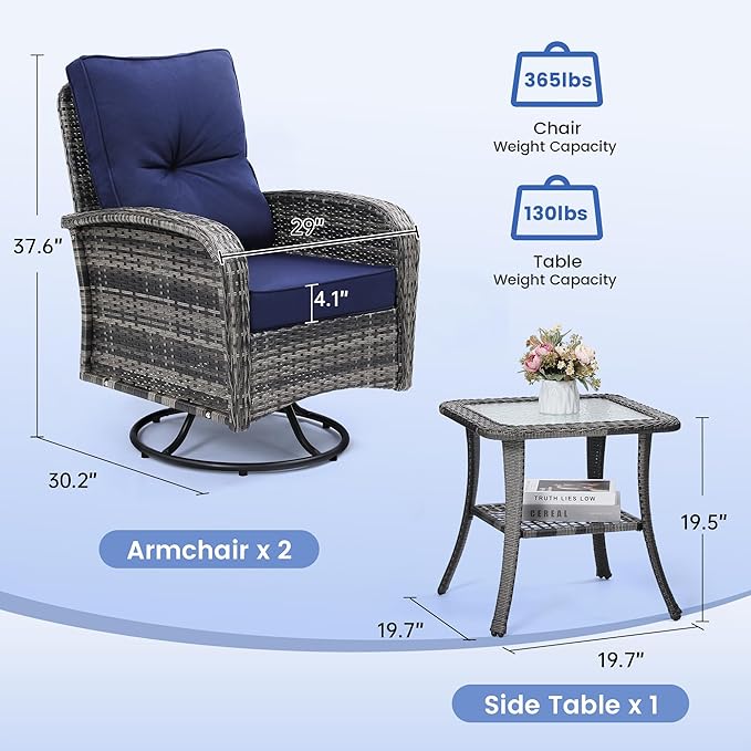 wildformers Luxury Outdoor Swivel Wicker Glider Patio Chairs
