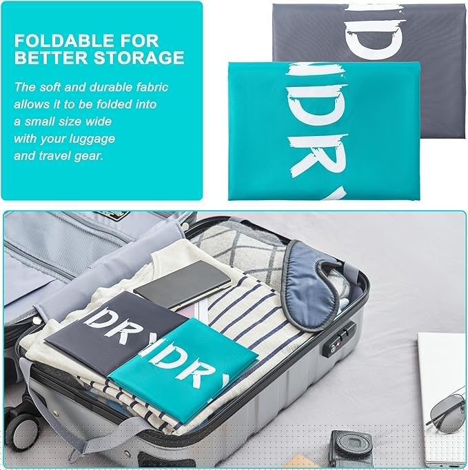 2 Pack XL Travel Laundry Bag, Machine Washable Dirty Clothes Organizer