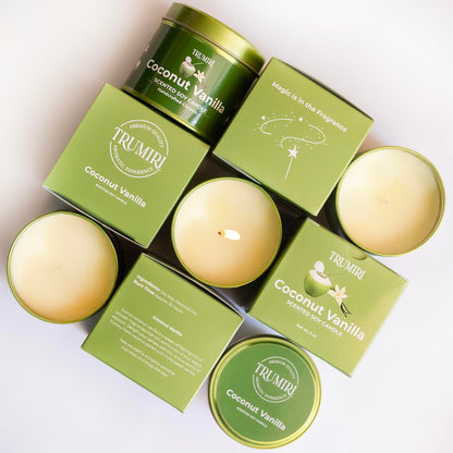 Coconut Vanilla - Aromatherapy Candles for Home Scented - 5oz Natural Soy Wax Clean Organic Non Toxic - Long Lasting Highly Scented with Essential Oils - Gifts for Women Relaxing Spa Beach Bathroom