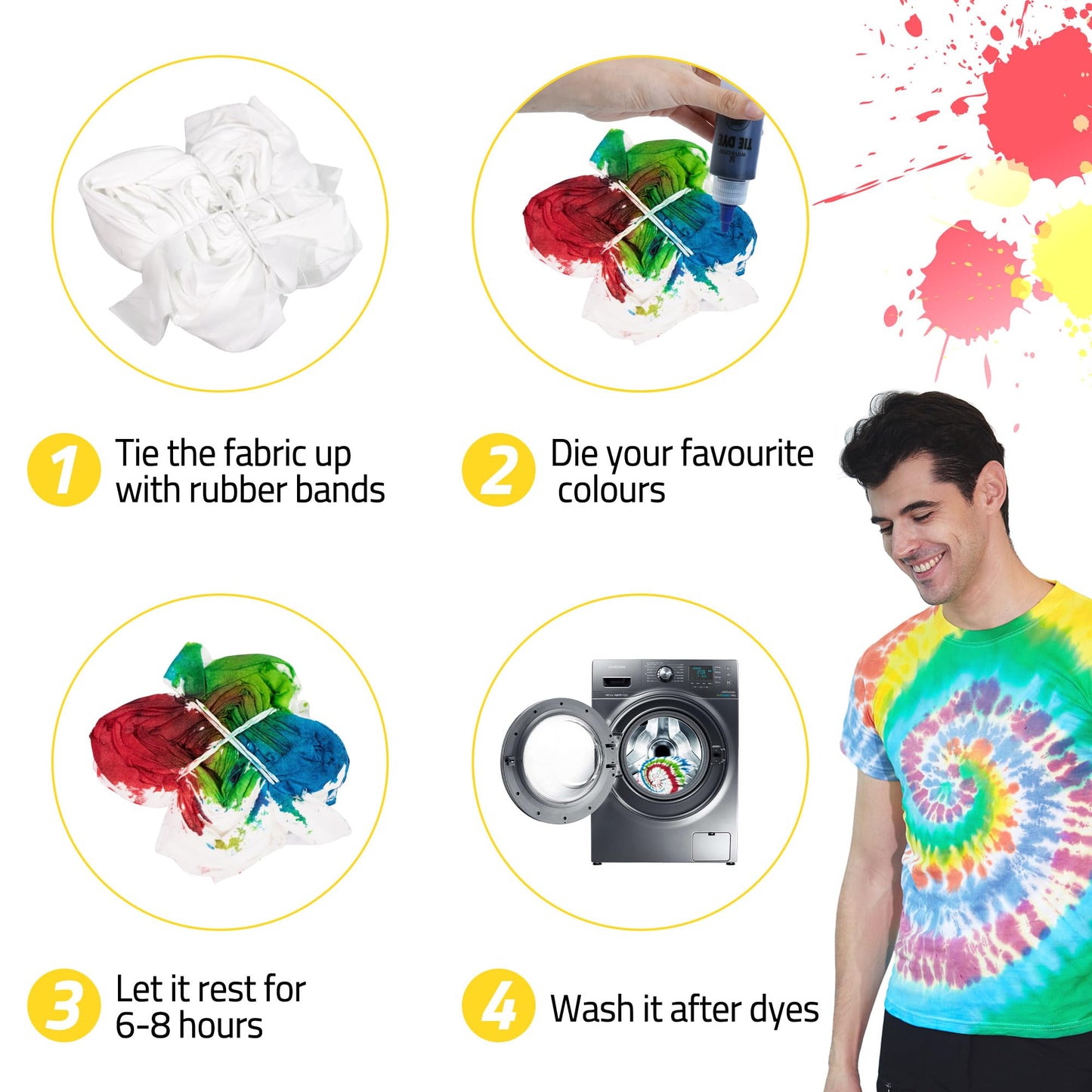 12 Colors Tie Dye Kit, Tie Dye Set for Kids, Pre-Filled Tye Dye Bottles, Non Toxic Permanent Fabric Dye Art Set, Easy DIY Fabric Art - Create Fun