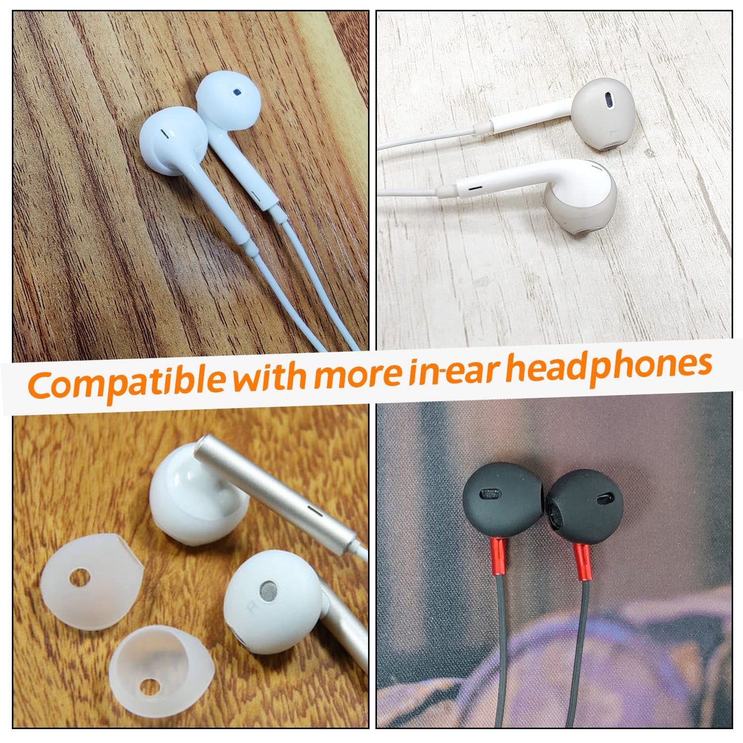 EKIND 4 Pcs Ear Cover Tips Anti-Slip Silicone Soft Replacement Sport Earbud Tips Compatible for iPhone 7 / 6S / 6 Plus / 5S / 5C / 5 Headphones Earphones Protective Accessories Tips (Clear)