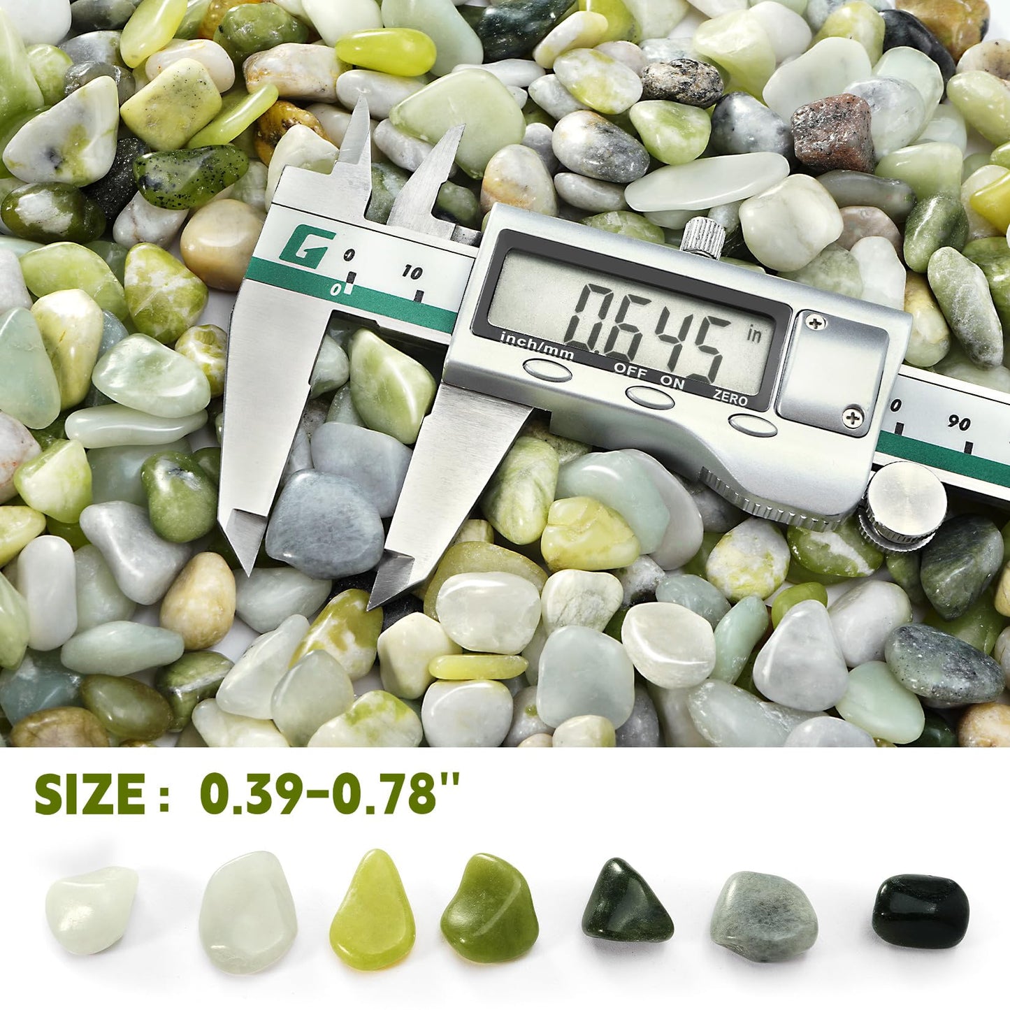 RUOJAS 2.2 lb Jade Pebbles for Indoor Plants, 1/2 Inch Polished Decorative Pebbles for Vase, Bamboo, Succulent, Garden Landscape Decoration River Stone