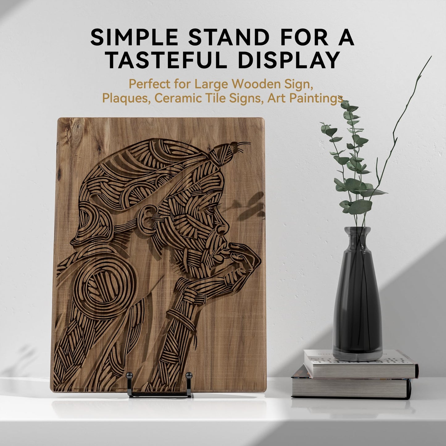 IPAME 10 Inch Large Plate Stands for Display - Metal Plate Holder Display Stand + Small Easels Picture Stand for Book, Platter, Plaque, Photo Frame, Tabletop Art (2 Pack)