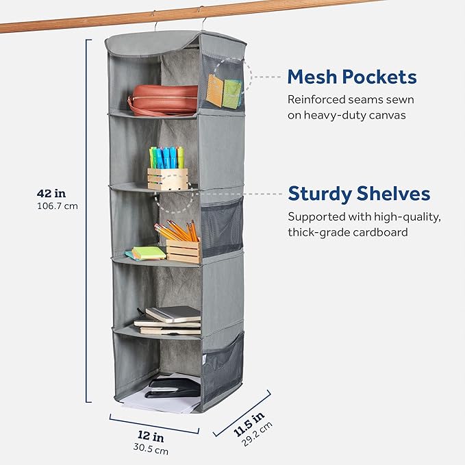 ZOBER Hanging Closet Organizer, 5-Shelf
