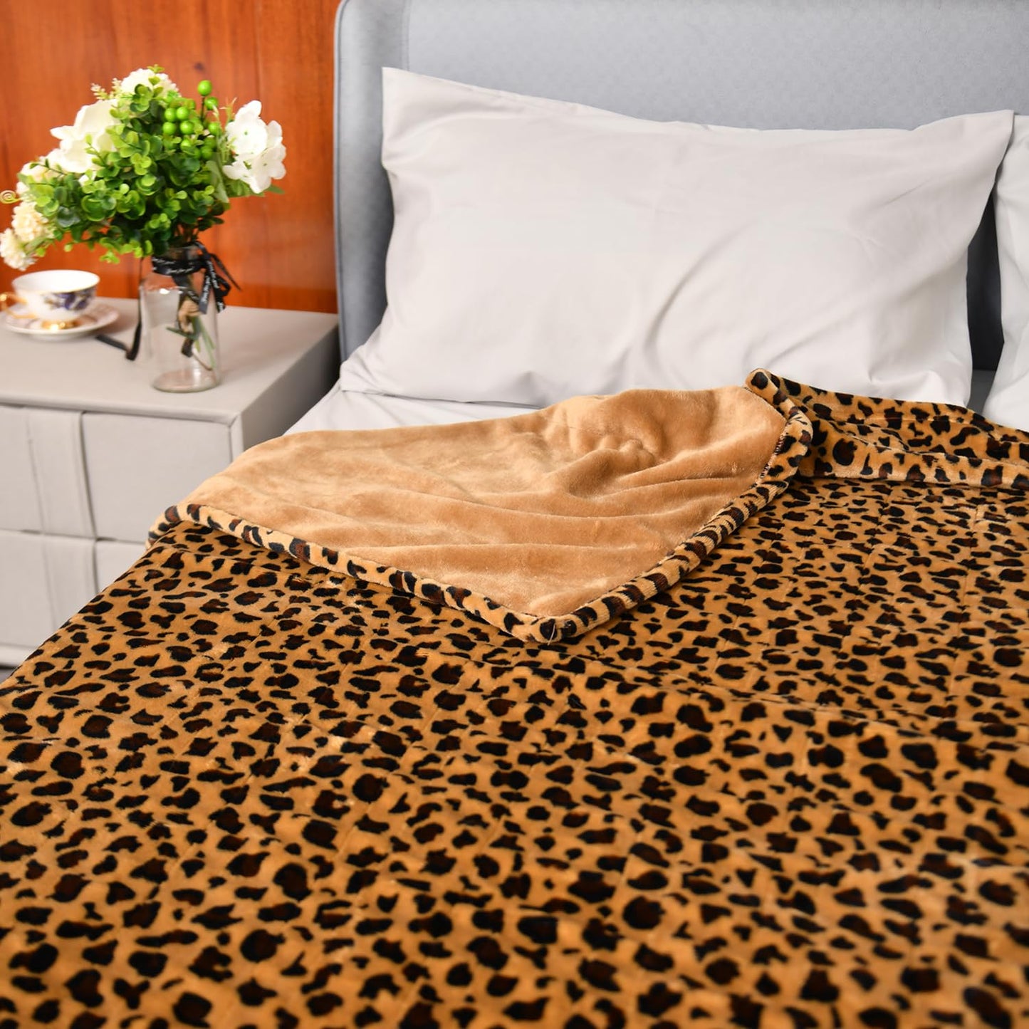 MERRYLIFE Heated Blanket Cozy Soft Electric Blanket with 4 Heating Levels&8 Hours Auto Off Overheat Protection Machine Washable UL&FCC Certification Use for Home Couch (Cheetah,50" 60")