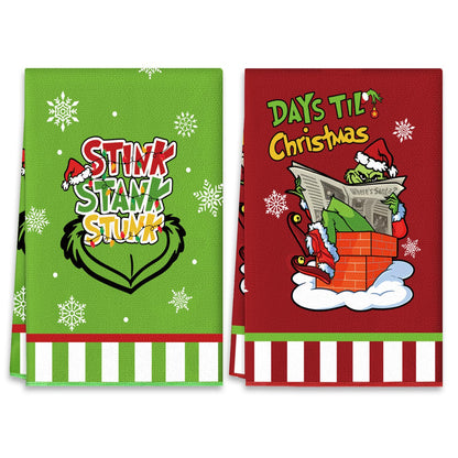 HOMSHIAM Christmas Kitchen Towels 2PCS Dish Towels Hand Towels Housewarming Gifts for New Home, Farmhouse Decor for Kitchen/Bedroom/Bathroom(17.7 x 27.5 Inch)