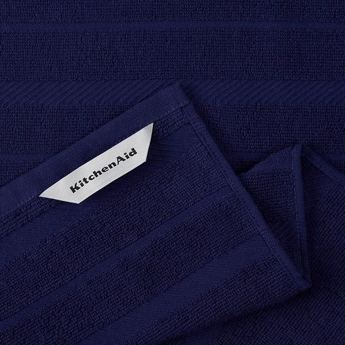 KitchenAid Albany Kitchen Towel 4-Pack Set, Cobalt Blue/White