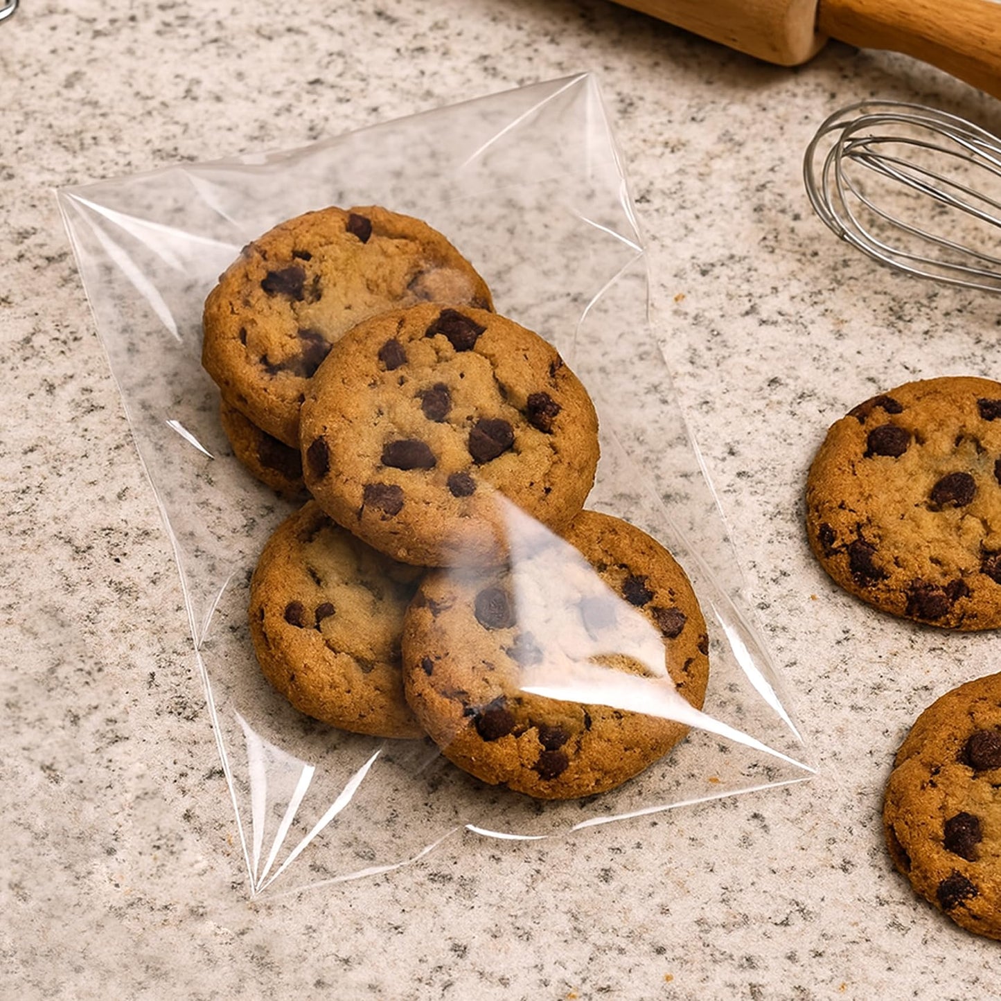 Morepack Self Sealing Cellophane Bags,7x10 Inches 200 Pcs Clear Resealable Cellophane Bags for Packaging Cookies, Favors and Products