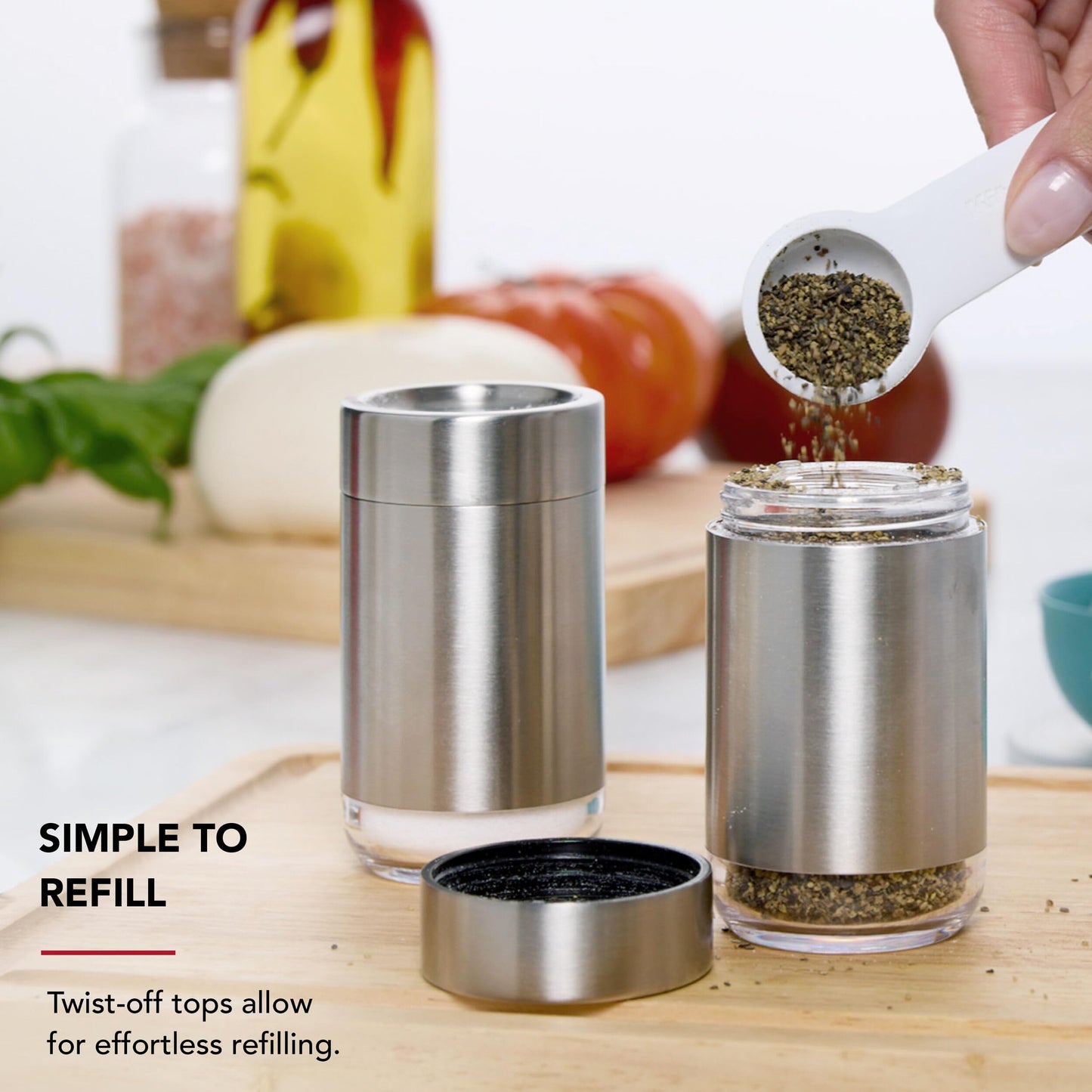 KitchenAid Salt and Pepper Shaker Set, Stainless Steel, Set of 2