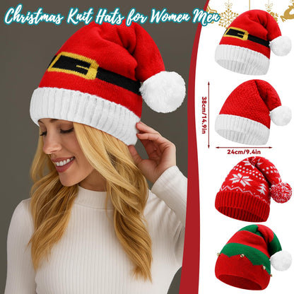 Liitrsh 12 Pack Christmas Winter Accessories Set, 4 Christmas Beanies 4 Knitted Scarves and 4 Pairs of Holiday Socks Soft Warm Xmas Hat Scarf Sock Set for Family Parties Gifts
