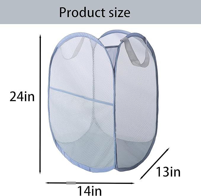 Foldable Mesh Popup Laundry Hamper, Laundry Basket Easy to Open and Fold