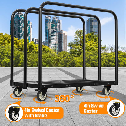 Folding Table Cart, Table Dolly with Swivel Caster Transport 6-8PCS Rectangular,Round Folding Tables 24In Width Panel Cart Have 3 Pole for Separating Area&Detachable Design Easy to Through Doorway