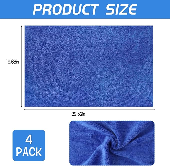 4 Pack Extra Large Microfiber Cleaning Cloths 20"x30", Lint-Free Reusable Towels