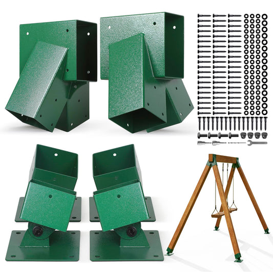 DooToo Swing Bracket Kit, Stainless Steel 2-Pack A Frame Swing Brackets and 4-Pack Adjustable Swing Set Brackets,for Outdoor & Backyard (Green)