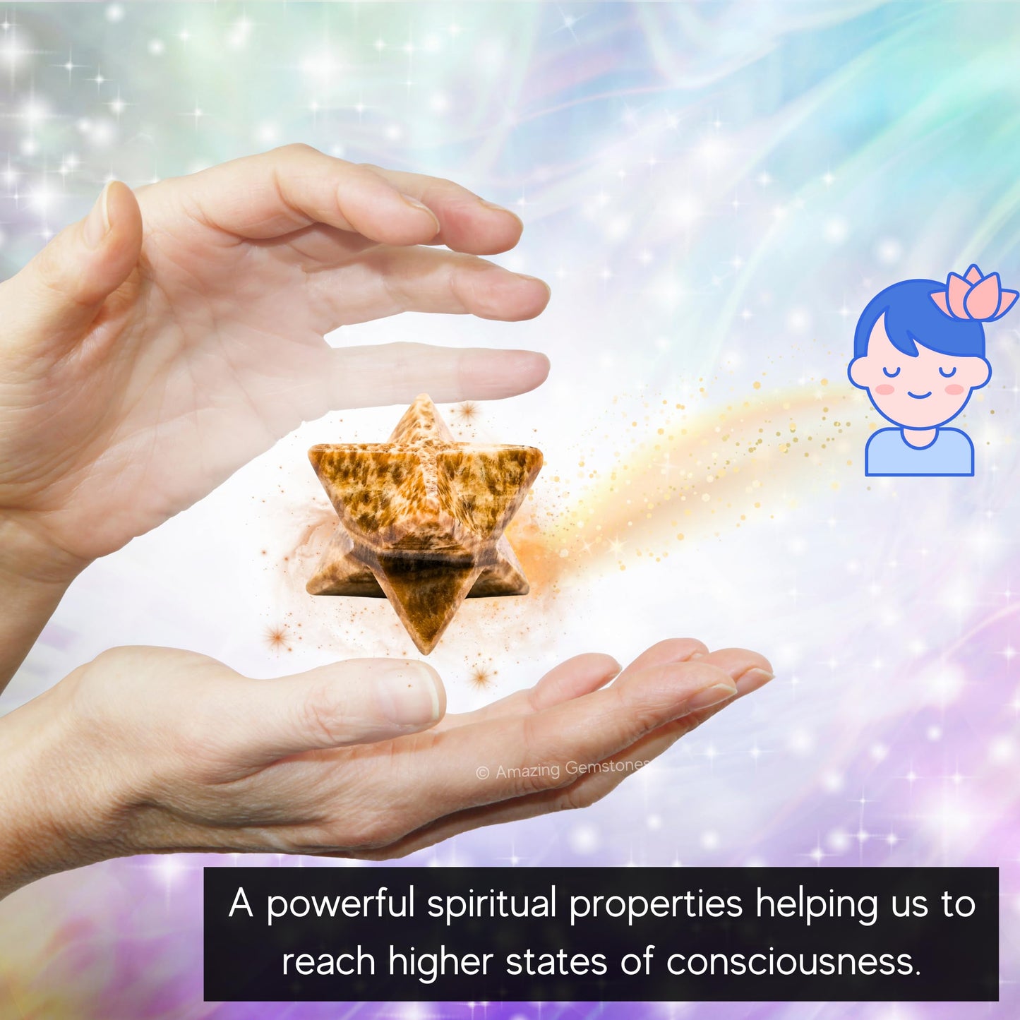 Amazing Gemstone Aragonite Merkaba Crystal - 0.75 Inches Metaphysical Merkaba Star for Meditation - Energetic Tetrahedron Crystal and Healing Stones for Spiritual Growth and Healing (15-20mm)